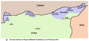 Territory held by Rojava in February 2014 (Source: Wikimedia Commons)