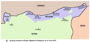 Territory held by Rojava in June 2015 (Source: Wikimedia Commons)