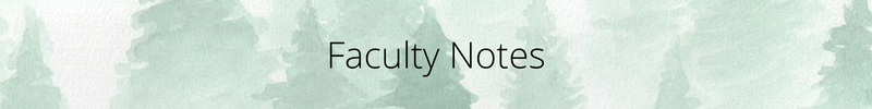 Faculty notes banner with green tree background