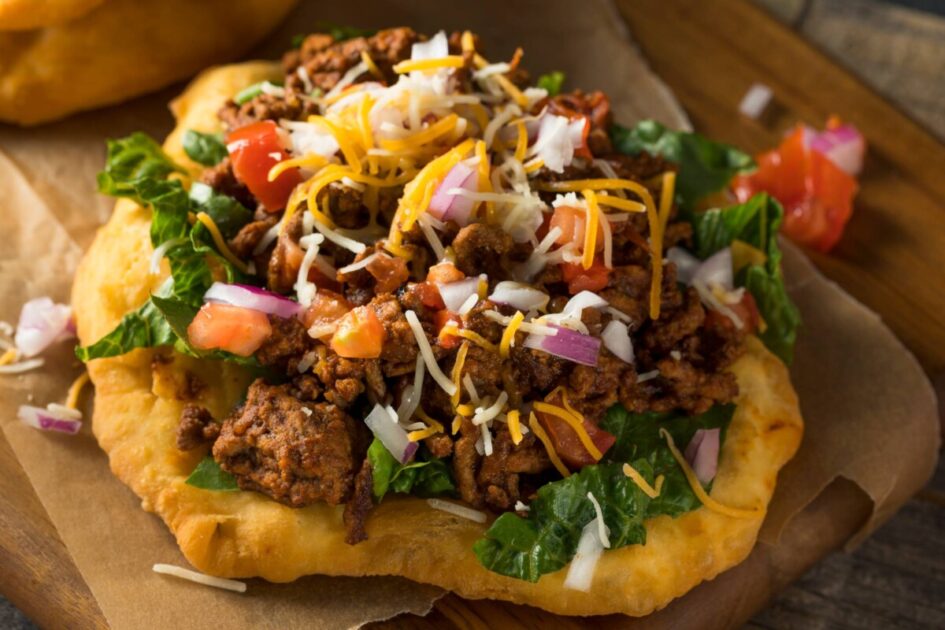 An Indian Taco with all the fixings