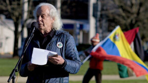 Peter speaking at Jan 17 rally and demo