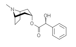 Chemical structure of an atropine molecule.