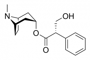Chemical structure of an hyoscyamine molecule.