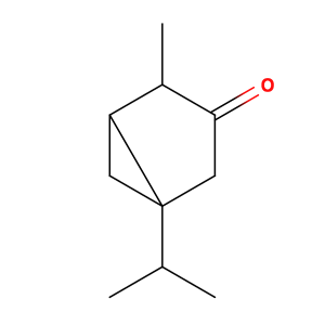 Thujone chemical drawing, 2-dimensional drawing.