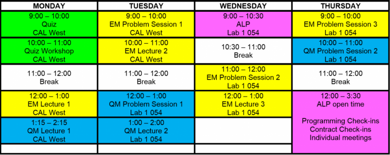 Spring Quarter Schedule | Physical Systems and Applied Mathematics